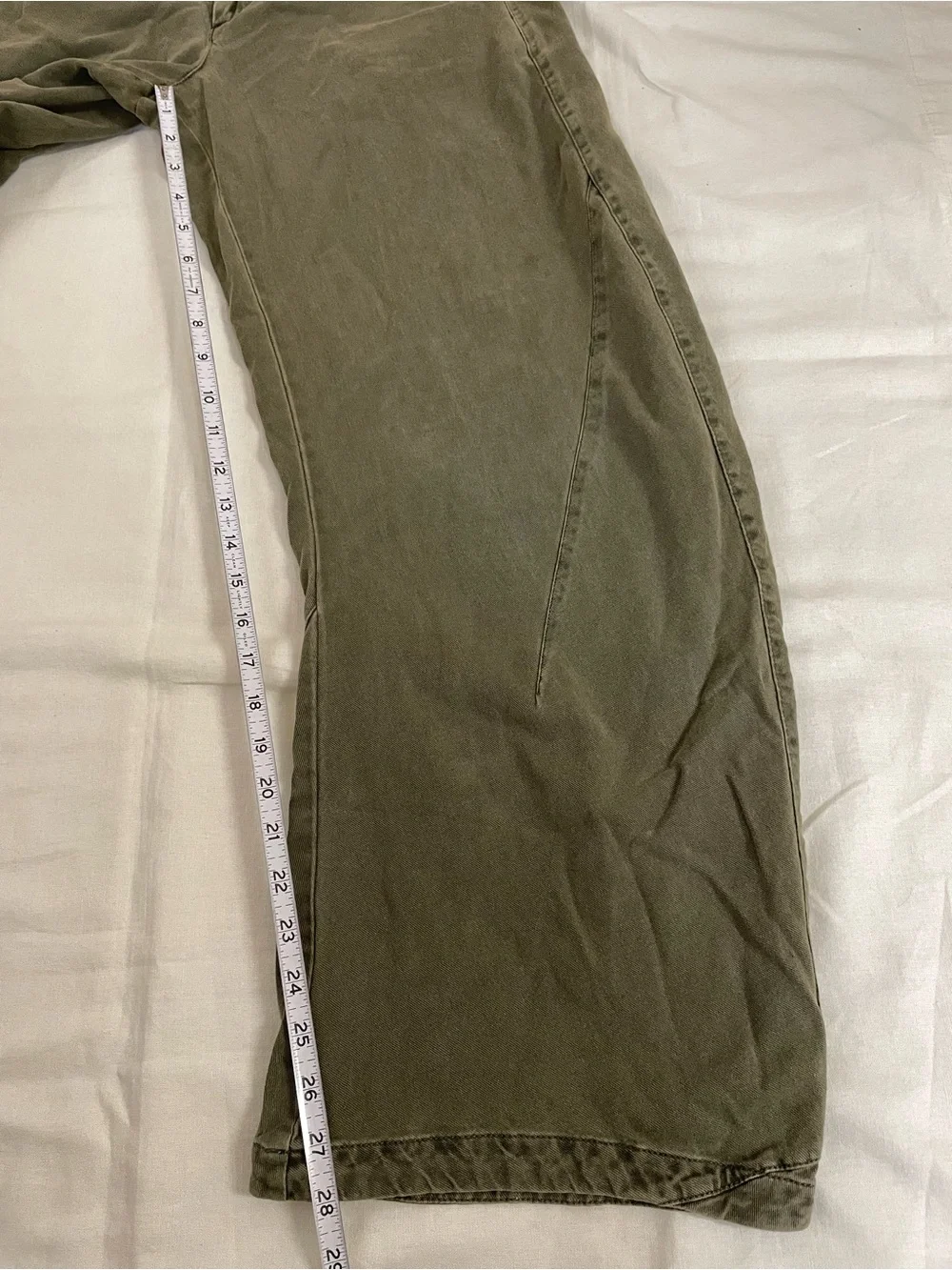 Free People Olive Green Wide-Leg barrel Pants